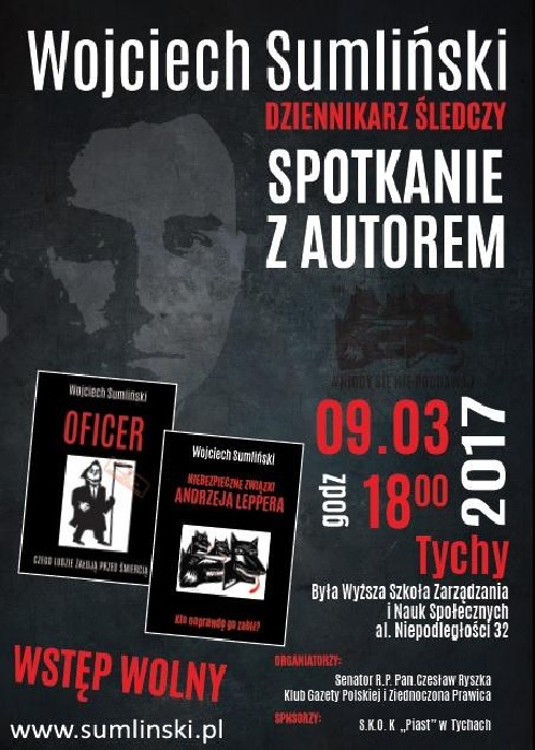Plakat spotkania z Wojciechem Sumlińskim