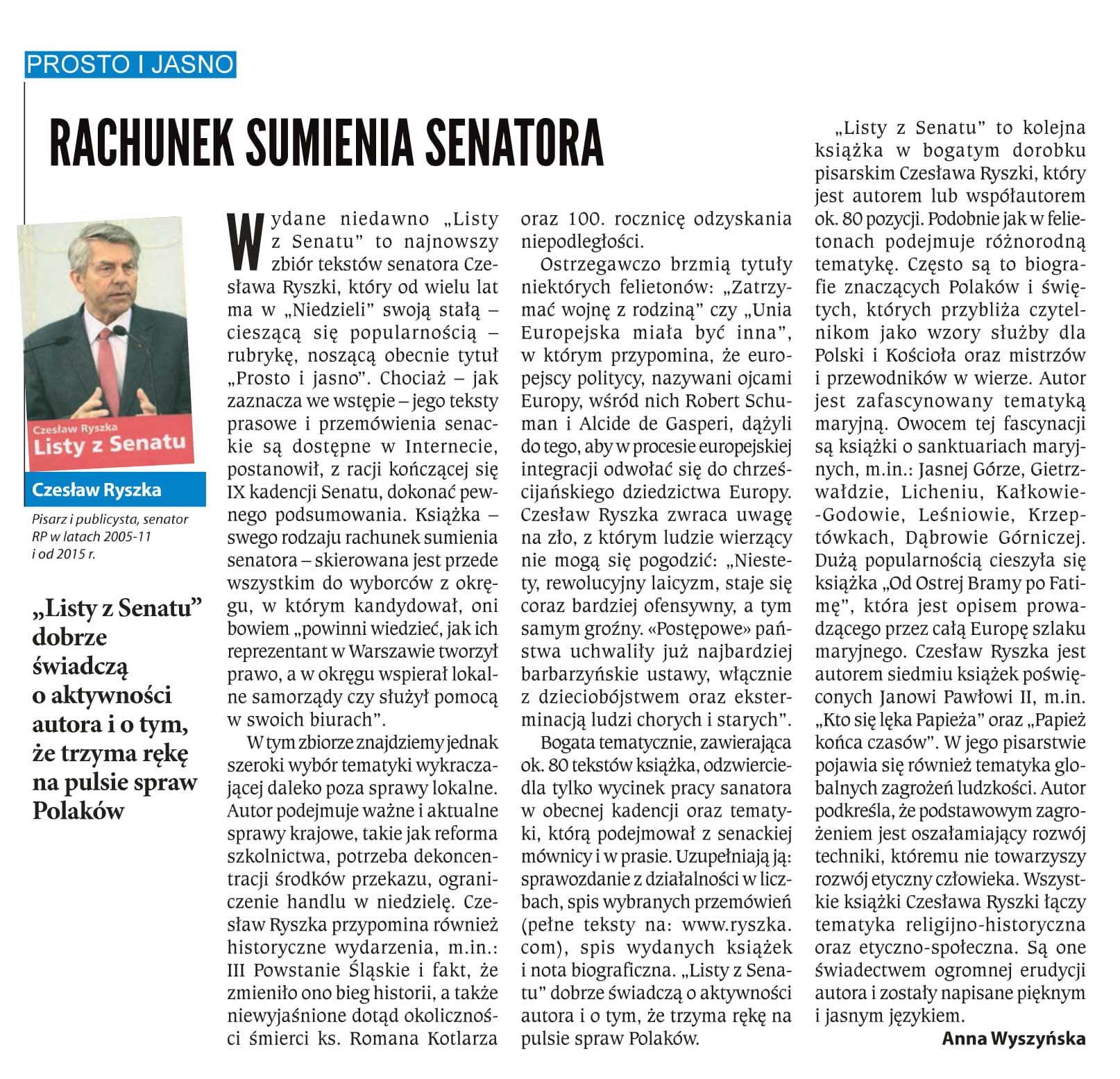 Rachunek sumienia Senatora